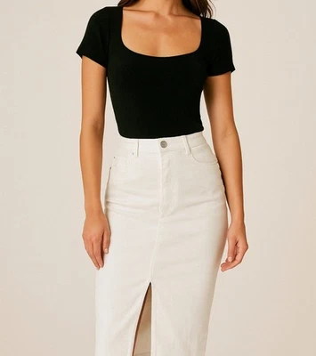 NUEVA Falda Juicy Couture Blanca Midi Denim Frontal Dividida Talla 27 Y2K Baddie Chic Foto 1 de 4