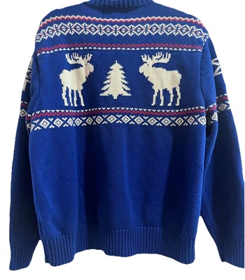Suéter American Living Talla XL Azul Alce Esquí Artículo Algodón Tejido Invierno Foto 1 de 4