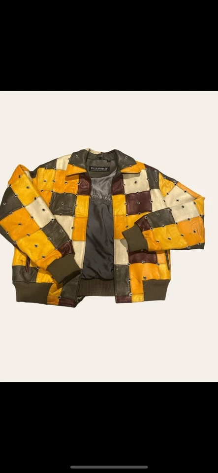 Jaqueta de Couro Vintage Pelle Pelle Patchwork – Uma Verdadeira Peça de Declaração - Imagem 1 de 4