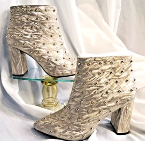 Neu Pierre Dumas Stiefeletten champagner gold Nieten Glitzer Größe 7,5 - Bild 1 von 11