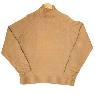 Suéter LOGG Etiqueta de Productos Graduados Mujer Grande Marrón Tostado Algodón Tejido Cuello Tortuga Foto 1 de 4