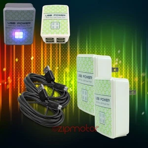 2X 4 USB PORT WALL ADAPTER+6FT CABLE POWER CHARGER DATA BLACK GALAXY NOTE NEXUS - Afbeelding 1 van 1