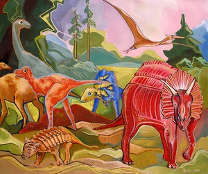 47"- JURASSIC PARK__________ORIGINAL painting by IOV !! - Picture 1 of 1