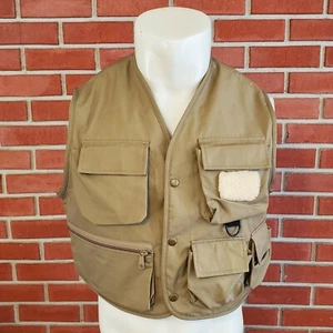 Eddie Bauer Button Snap Fly Fishing Mens Large Flannel Lined Vest (Cotton/Poly) - Picture 1 of 8