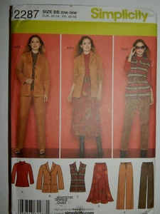 Pants Vest Jacket Skirt Top 20W 22W 24W 26W 28W Simplicity 2287 Sewing Pattern - Picture 1 of 4
