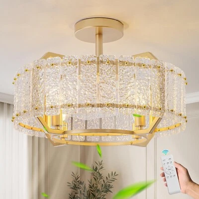 Beiduna - 20" Gold Crystal Fandelier Ceiling Fan - Image 1 of 4