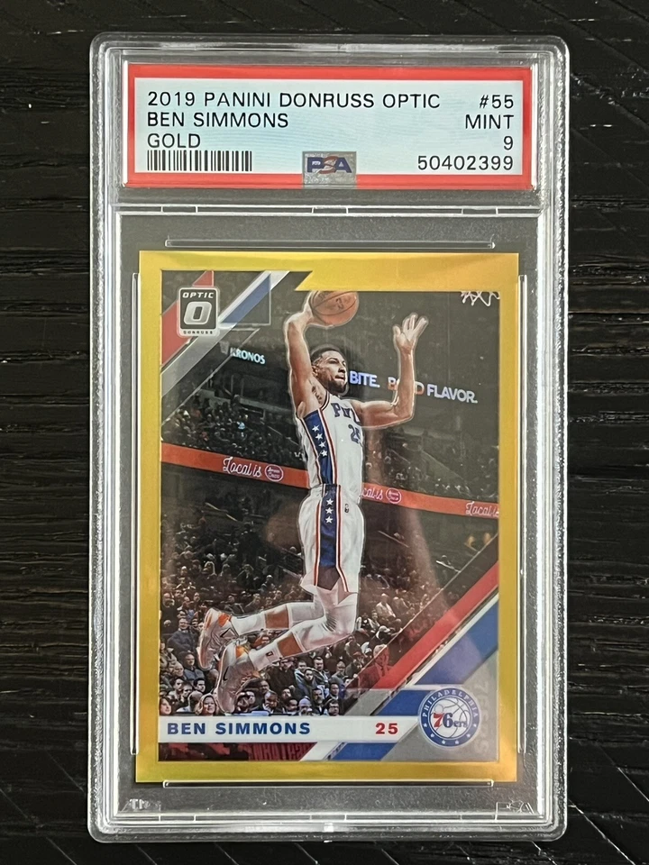 2019 Donruss Optic GOLD /10 #55 Ben Simmons PSA 9 MINT TRUE GOLD - Image 1 of 2