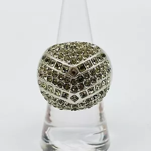 Vintage Domed Cocktail Ring Kiam Family Brushed Silver Tone US Size 8 - Picture 1 of 4