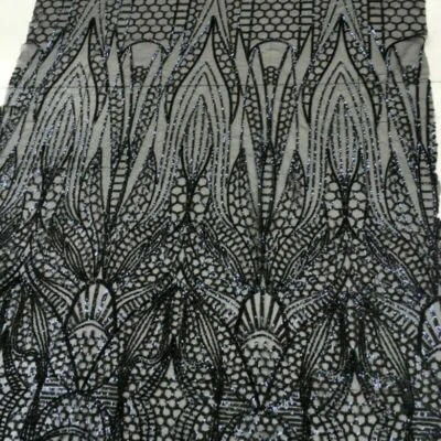 Lentejuelas Malla Bordado Tela Tul Voile Boda Baile de graduación Vestido Ropa Brillante Hágalo Usted Mismo Foto 1 de 4