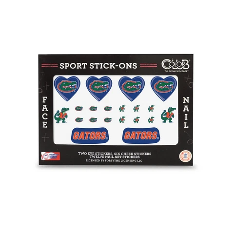 Florida Gators Face and Nail Tattoos-Color Club College Sport Stick On's Cover