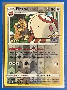 Pokémon TCG Bibarel Pokemon GO 060/078 Reverse Holo Common NM/M + Card Saver - Picture 1 of 2