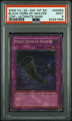 Yugioh PSA 9 Black Horn of Heaven CDIP-EN060 1st Edition Ultimate Rare - Image 1 of 2