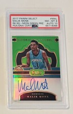 2017 MALIK MONK PANINI SELECT PRIZM ROOKIE SIGNATURES RC GREEN AUTO /65 PSA 8-10