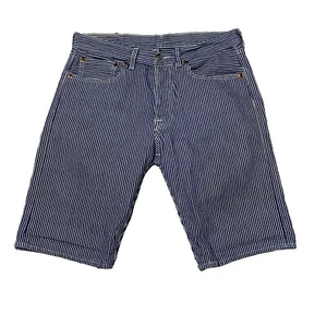 Levis 501 Hickory Striped Denim Jean Shorts Mens Size 32 Jorts Dad - Picture 1 of 8