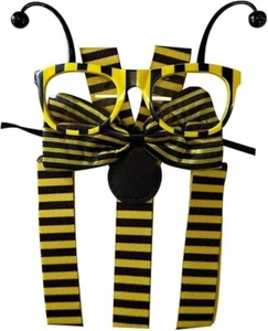 Adult Unisex Bumble Bee Costume - Antenna Glasses, Bow Tie & Braces Fancy Dress - Picture 1 of 1