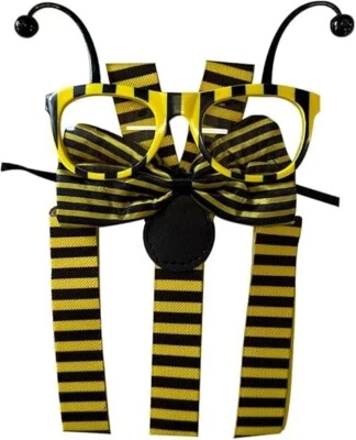 WHATCHUSEEK2010 Adult Unisex Bumble Bee Costume - Antenna Glasses, Bow Tie & Braces Fancy Dress