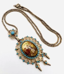 Collar de transferencia de diamantes de imitación turquesa JULIANA Delizza & Elster joyería vintage - Imagen 1 de 10