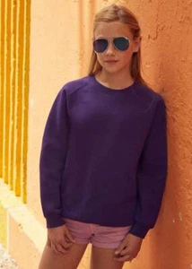 Fruit Of The Loom Premium 70/30 Kids Raglan Sweatshirt 62033 - Picture 1 of 20