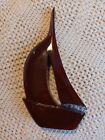 Pre-owned Genuine Medford Mahogany Creations Wood Sailboat Figurine. Hand carved