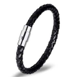 Woven bracelet couple Magnetic Clasp Men Women Braided Leather Unisex 138 - Picture 1 of 1