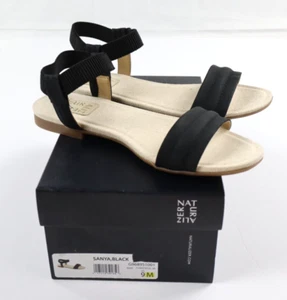 Naturalizer Women's 9M Sanya Black Slip-On Ankle Strap Open Toe Sandals NEW - Picture 1 of 8
