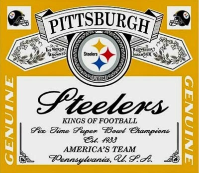 (2) Calcomanías de vinilo impermeables Pittsburgh Steelers 6X Champs 4x3,5 Bud Foto 1 de 2