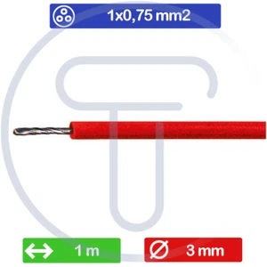Cavo unipolare 1x0,75 mm2, 1 metro, rame stagnato, guaina pvc rosso 3mm diametro - Picture 1 of 2