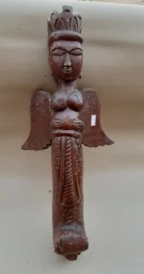 Antiguo soporte de pared estatua putli muñeca músico madera tallada a mano NH6512 Foto 1 de 4