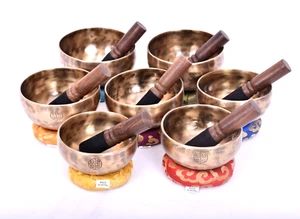Chakra Healing Singing Bowl Set In 5 Inches Diameter - A-G Complete Note - Sound - Picture 1 of 5