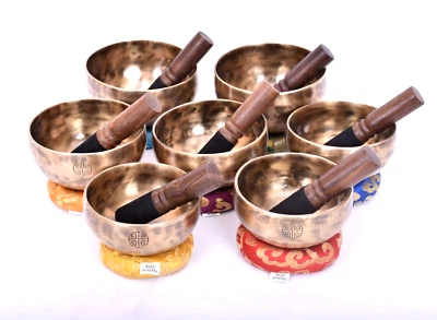 Chakra Healing Singing Bowl Set In 5 Inches Diameter - A-G Complete Note - Sound - Image 1 of 4