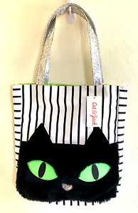 Cat & Jack Cat Tote Library Book Bag Kids FUZZY Plush Silver SPARKLES Art Class!