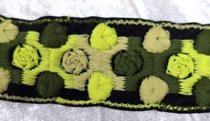 2 Yards Embroidered Ribbon Trim 2" Green Cotton Sewing Crafts Jacquard New - Picture 1 of 7