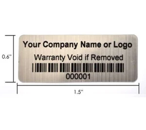 Etichette di sicurezza identificazione asset finitura cromata spazzolata stampa personalizzata 1,5x0,6" - Foto 1 di 1