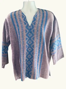 CCC Handwoven Purple Blue Geometric Patterned Mens Cotton Tunic Size Medium - Picture 1 of 5