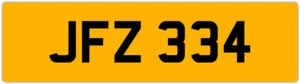 JFZ 334 J 3x3 DATELESS PRIVATE NUMBER PLATE JON JOE JAK JAC JACK JAMES JEFF JAY - Picture 1 of 1