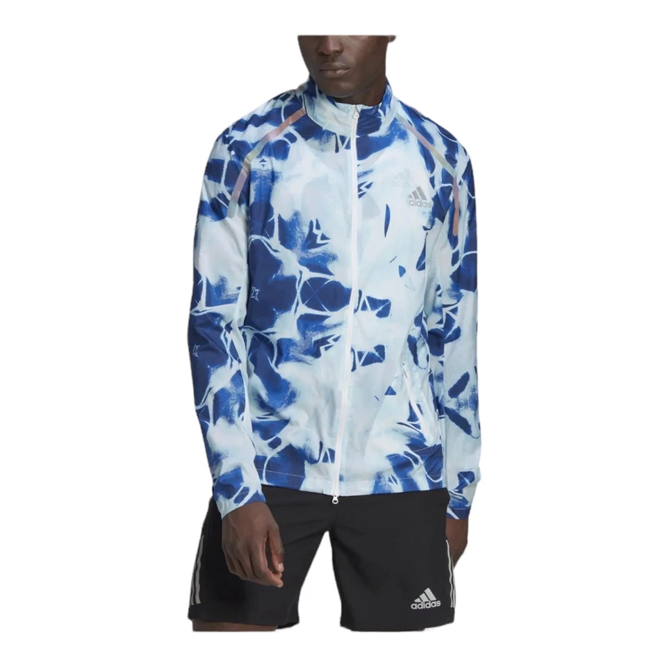 Adidas Men's Marathon Jacket Running Top Full Zip HF8770 Translucent Blue XL