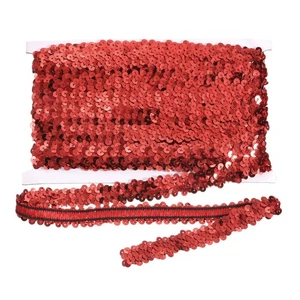 10 iarde x 0,8 pollici elastico paillettes bordo piatto striscia paillettes paillettes paillettes rosso - Foto 1 di 7