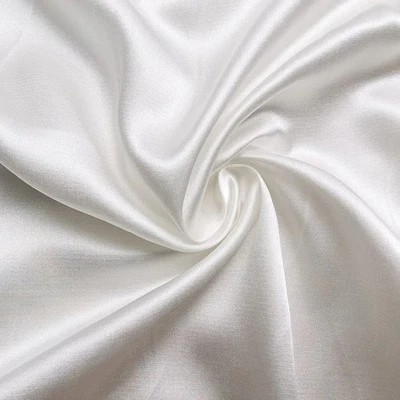 55'' Wide 16.5 Momme Ivory White Charmeuse Silk Cotton Satin Fabric Bridal Gown - Image 1 of 4