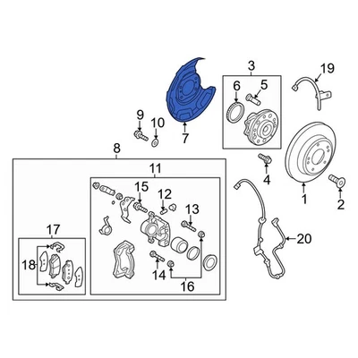 For Hyundai Elantra GT 2013-2017 Hyundai 583903X100 Rear Right Brake Dust Shield - Изображение 1 из 3