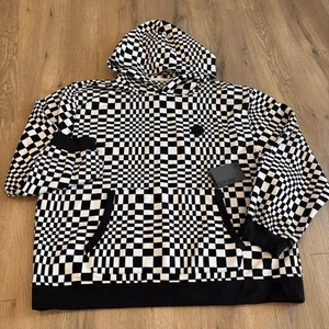 G/Fore G4 Neu mit Etikett Herren verzerrt kariert French Terry Golf Hoodie schwarz weiß Größe XL - Bild 1 von 8