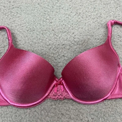 Wonderbra Bra 34C Push Up Bra 7234 Satin Push up Underwire Pink - Image 1 of 4