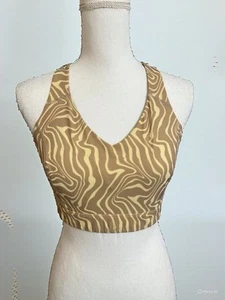 Outdoor Voices Women's L/XL D Cup Pampas Swirl Bra Beige Logo Straps - Picture 1 of 4