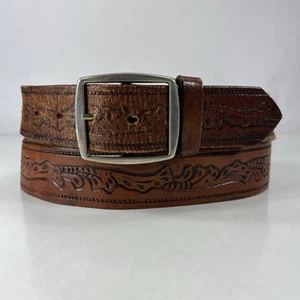 Dickies Brown Full Grain Steerhide Western Belt - Made in USA - Men's Size 38 - Picture 1 of 8