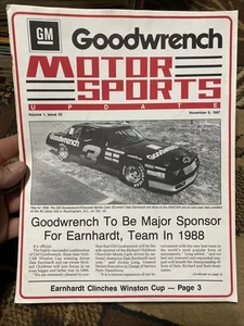 Gm Good wrench Motor Sports Update November 9 1987 Dale Earnhardt Rare Find  - Picture 1 of 11