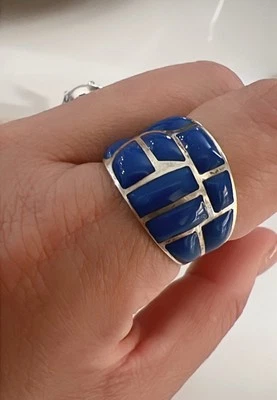 925 Sterling silver with Lapiz stone size 9 Made in Mexico - Image 1 of 4