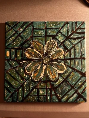 Azulejo de cerámica decorativo hecho a mano para baño/cocina 8x8 pulgadas, verde, amarillo Foto 1 de 3