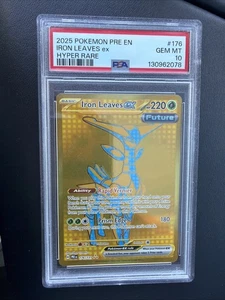 2025 POKEMON PRE EN-PRISMATIC EVOLUTIONS HYPER RARE #176 IRON LEAVES  EX PSA 10 - Picture 1 of 2