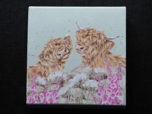 Wrendale STICKY NOTES BLOCK  highland cows and foxgloves - Picture 1 of 2