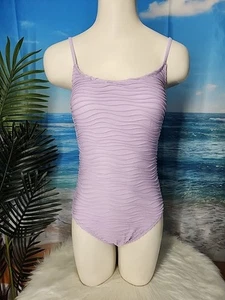 NWT Cupshe Womens One Piece Swimsuit Size Medium Lavender Textured Stripes - Picture 1 of 5