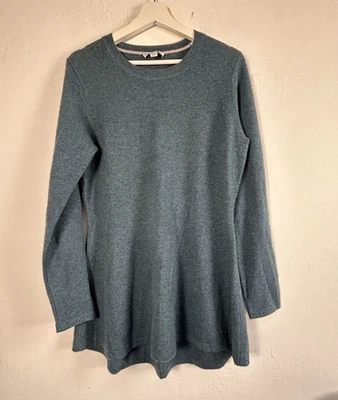 Top túnica tejido manga larga Isaac Mizrahi Live para mujer pequeño azul cuello redondo informal Foto 1 de 4